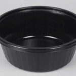 Tray-GMP QR195-M(73) Black – 1,250ml 일회용 원형 플라스틱 용기 (실링 또는 뚜껑 사용 가능)
