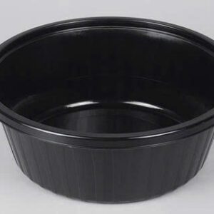 Tray-GMP QR195-M(73) Black – 1,250ml 일회용 원형 플라스틱 용기 (실링 또는 뚜껑 사용 가능)