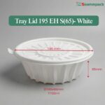 Tray Lid EH R195-S(65) White – 일체형 뚜껑 플라스틱 용기 (1100ml)