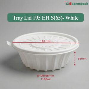 Tray Lid EH R195-S(65) White – 일체형 뚜껑 플라스틱 용기 (1100ml)