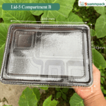 5칸 블랙 플라스틱 도시락 용기 (LID-5 COMPARTMENT B) – 전문 도시락 및 급식용 트레이