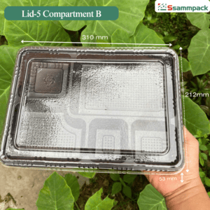 5칸 블랙 플라스틱 도시락 용기 (LID-5 COMPARTMENT B) – 전문 도시락 및 급식용 트레이